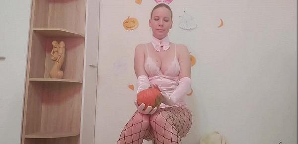  Horny Bunny Plays with Vibrator on the Eve of Halloween